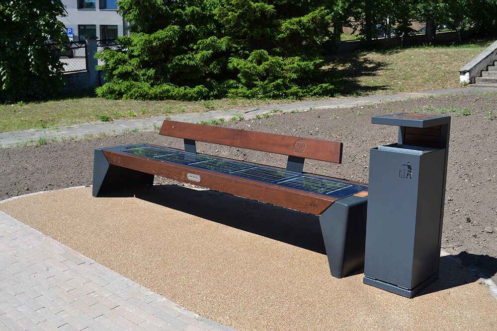 Installation of benches, garbage bins and bicycles racks 1 2